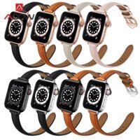 Genuine Leather Strap for Apple Watch iwatch 6 5 4 3 2 SE 38mm 42mm 40mm 44mm Rose Gold Buckle Women Slim Replacement Wrist Band