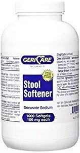 GeriCare Stool Softener Docusate Sodium, 100mg, 1000 Softgels per Bottle (6 Pack)
