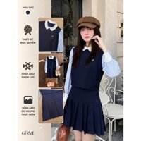 GERME DESIGN Đầm nữ Monila Dress xếp ly phối tay kẻ giả set, Váy nữ liền giả set phong cách thanh lịch basic VVND112409