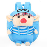 【Gesh bag】 Balo thú bông hình heo đội mũ cho bé đi học mẫu giáo vải mềm mịn size 25cm