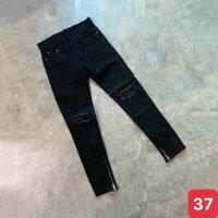 gf Quần jean nam màu đen đậm khóa gâu rách gối chất bò cao cấp co dãn 4 chiều form skinny ado4 nhiều mẫu mới fd