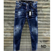gg Quần Jean Nam DSQ2 xanh rách xước chấm sơn,Quần Bò DSQUARED 4 cúc Mâu 2025