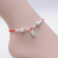 Gh hand-woven phiên bản hàn quốc vòng chân học sinh benming year red string bell bell jade agate simple jade anklet female