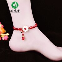 Gh phong cách dân tộc hand-woven red rope anklet female bell anklet benming year antique bracelet anklet foot chain phụ kiện trang sức