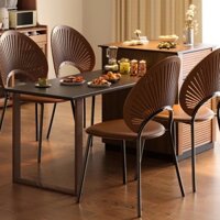 Ghế Ăn Bắc Âu Ghế Vỏ Gỗ Rắn Ghế Lưới Màu Đỏ Thương Mại Có Thể Xếp Chồng Lên Nhau Ghế Ghế Tựa Lưng Quả Óc Chó Đen Cổ