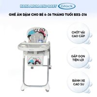 Ghế ăn dặm cho bé 6-36 tháng tuổi Gluck BXS-216 gấp gọn tiện lợi với 3 mức điều chỉnh chiều cao khung thép không gỉ