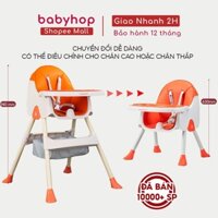 Ghế ăn dặm cho bé babyhop thiết kế chân điều chỉnh độ cao, kèm mặt bàn, gấp gọndành cho bé từ 6 tháng chịu lực tới 70kg