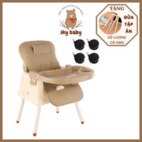 Ghế ăn dặm cho bé gấp gọn, ghế tập ăn dặm cho bé từ 6 tháng có kèm chân sắt,đệm da,bánh xe hộp khăn