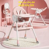 Ghế ăn dặm đa năng ngả nằm Honper điều chỉnh cao thấp bàn ăn dặm 2 lớp,nệm da PU bánh xoay 360
