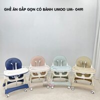 Ghế ăn dặm Umoo có bánh xe gấp gọn