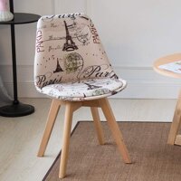 Ghế ăn DSW Eames có nệm bọc vải cờ nước Pháp vải Paris chân gỗ cao cấp nhập khẩu Nội thất CAPTA HCM - Ghế DSW bọc vải Paris