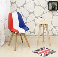Ghế ăn DSW Eames có nệm bọc vải cờ nước Pháp vải Paris chân gỗ cao cấp nhập khẩu Nội thất CAPTA HCM - Ghế DSW bọc Vải Cờ Pháp