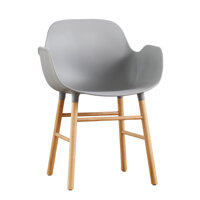 Ghế ăn ghế cafe ghế học bài cho bé thân nhựa chân kim loại sơn màu giả gỗ có tay vịn CC2004-S bền đẹp chắc chắn - CC2004-S Xám