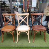 Ghế ăn gỗ mặt đệm tựa lưng chữ X hiện đại LAG501