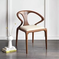 Ghế Ăn Gỗ Nguyên Khối Bắc Âu Đơn Giản, Tựa Lưng Sáng Tạo Cho Nhà Hàng Cổ Điển Nhật Bản, Ghế Kiếm Cà Phê Sang Trọng Và Th