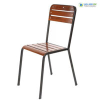 Ghế ăn nan gỗ chân sắt cao xếp chồng moon 03