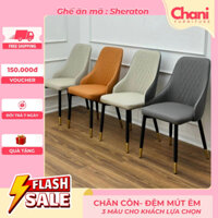 Ghế ăn Sheraton nhập khẩu cao cấp, ghế bọc da PU, chân côn bọc ống đồng