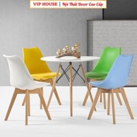 Ghế Bàn Ăn Ngồi Coffee Ban Công Phòng Trà, Ghế Nhựa PP Đúc Nguyên Khối Chân Gỗ Phong Cách Đơn Giản Hiện Đại BGN014