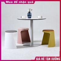 Ghế Bàn Trà Nhựa Mặt Bọc Da Cao Cấp Kiểu Dáng Nghệ Thuật, Ghế Bàn Trang Điểm Nhựa PP Đúc Nguyên Khối BGN034