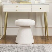 Ghế bàn trang điểm, ghế decor phòng ngủ lông cừu khung gỗ tự nhiên