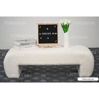 Ghế Băng Dài Chữ U Trắng Lông Cừu FOREVER 84, Ghế Chờ Sofa Mini 100x30x30CM - Bọc Mút Dày Dặn