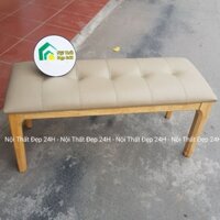 Ghế Băng Dài Khung Gỗ - Đệm Da Loại 1 - Không Nổ Da