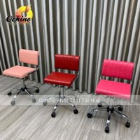 Ghế Bánh Xe Tựa Sọc Bọc Da Cao Cấp Dùng Cho Spa, Ghế Thợ Phun-Xăm Bánh Xe Chân Nhện 40-55cm