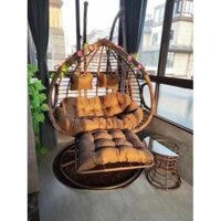 Ghế bập bênh đơn và đôi, có chỗ để chân, ghế treo bằng mây dày, ghế mây, ghế xích đu trong nhà và ngoài trời