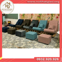 Ghế bập bênh khung gỗ nệm bọc vải, yên bập bênh dùng cho người già, ghế bập bênh thư giãn nệm sofa