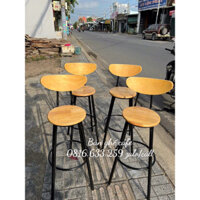 Ghế bar cafe cao chân sắt mặt gỗ thanh lý