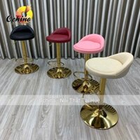 Ghế Bar Chân Vàng Mạ Inox, Ghế Xoay 360 độ Điều Chỉnh 60-80cm Sang Chảnh Mẫu Tựa Thấp ( Sẵn Hàng )