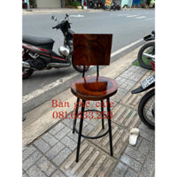 Ghế bar gỗ me tây chân sắt thanh lý, ghế bar cafe quán trà sữa giá rẻ