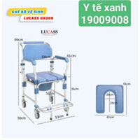 Ghế Bô Vệ Sinh Có Bánh Xe, Khung Nhôm Nhẹ, Đệm Da Pu, Có Gác Chân Lucass GX-200 (GX200) | Tiêu chuẩn Mỹ