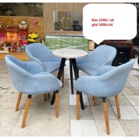 Ghế cafe nệm bọc vải chân gỗ, ghế sofa cafe cũ dùng còn tốt