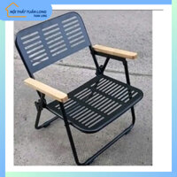 Ghế cafe săt tay gỗ - Ghế camping sắt