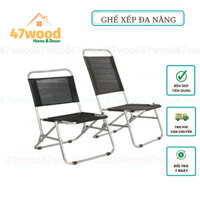 Ghế cafe xếp gọn khung inox vải dù, ghế xếp đi dã ngoại - Ghế bố xếp gọn 47wood