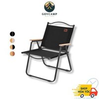 Ghế Cắm Trại Kermit Gấp Gọn Tiện Lợi, Vải Oxford Thư Giãn, Ghế Gấp Đa Năng Phong Cách Dã Ngoại Vintage Màu Đen GoVCamp