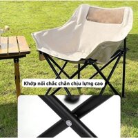 Ghế Camping mặt trăng gấp gọn khung nhôm cao cấp , ghế dã ngoại câu cá tựa lưng thư giãn chịu tải 130kg