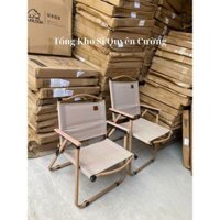 Ghế Camping nhập khẩu chính hãng Tanlook vải be khung vàng, dùng cho quán cafe, trà chanh, trà sữa, dã ngoại, ban công