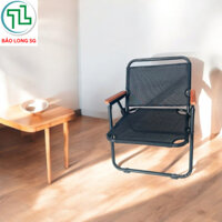 Ghế Camping Vải Lưới Khung Ống Tròn Tay Gỗ Cafe, Câu Cá, Du Lịch Dã Ngoại Giá Sỉ