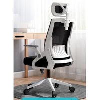 Ghế Chân Xoay Văn Phòng, Làm Việc Tay Gấp Nệm Lưới Tựa Đầu AMA-TMS04-White