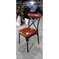 Ghế Chữ X , mặt Gỗ Cao Su, Chân Sắt