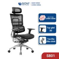 Ghế công thái học GOVI Ergonomic Solo S801 - Tựa đầu tựa tay điều chỉnh, chân hợp kim, ngả lưng khóa đồng bộ 90-135 độ