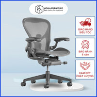 Ghế công thái học Herman Miller Aeron - Size B, ghế làm việc đứng đầu về hỗ trợ cột sống - Mạ Carbon - Đen than chì
