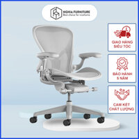 Ghế công thái học Herman Miller Aeron - Size B, ghế làm việc đứng đầu về hỗ trợ cột sống - Nhựa - Màu trắng