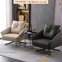 Ghế Da Phòng Khách, Ghế Sofa Thư Giãn Xoay 360 Độ Kèm Gối Tựa Lưng Chân Thép Chắc Chắn Sang Trọng Độc Đáo GHT017