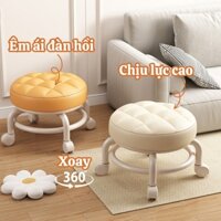 Ghế da xoay - Ghế lùn có bánh xe - Ghế thấp làm nail - Bệt đệm