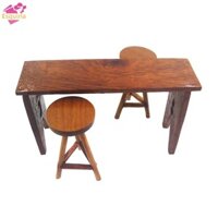 Ghế đẩu bàn thu nhỏ Esquirla Trang trí bằng gỗ Tỉ lệ 1 / 12 cho nhà búp bê Phong cảnh vi mô