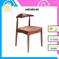 Ghế đầu bò (ghế ăn bull) PQ Home - ghế ăn gỗ sồi mặt đệm êm ái