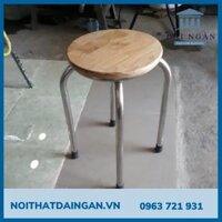 Ghế đẩu mặt gỗ tròn khung inox